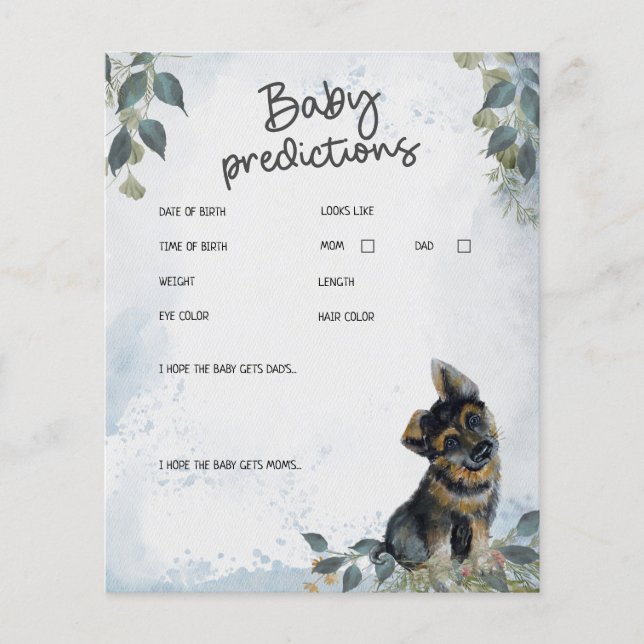 Oh boy! Dog Baby shower Baby voorspellingen spel (Voorkant)