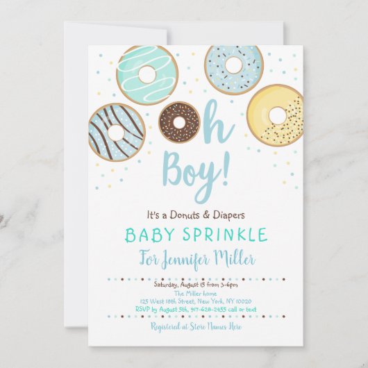 Oh Boy Donuts & Luiers Blue Baby Sprinkle Kaart (Voorkant)