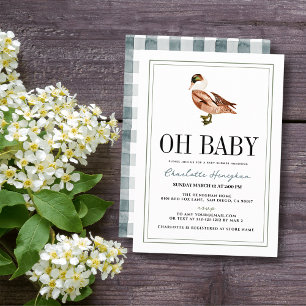 Oh Boy Duck / Mallard Classic Boy Baby shower Kaart