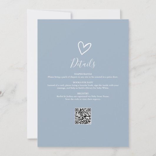 Oh Boy Dusty Blue alles in één Baby shower Kaart (Achterkant)