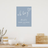 Oh Boy Dusty Blue Baby Shower Welcome Sign Poster (Keuken)