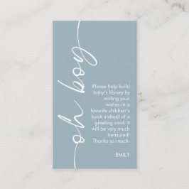 Oh Boy Dusty Blue Books voor Baby shower Informatiekaartje