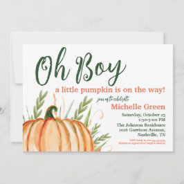 Oh Boy een kleine pompoen is op de weg Baby shower Kaart