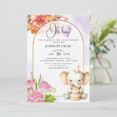 Oh Boy Elephant Baby Shower Invitation Kaart (Staand voorkant)
