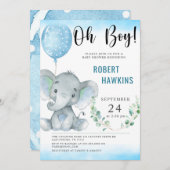 Oh Boy Elephant Baby shower Kaart (Voorkant / Achterkant)