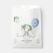 Oh Boy Elephant Baby shower Schattige Blue Balloon Bedankzakje (Voorkant)