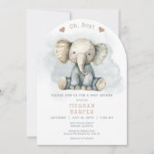 Oh Boy Elephant Blue Arch Baby shower Kaart (Voorkant)