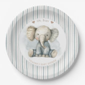 Oh Boy Elephant Blue Arch Baby shower Papieren Bordje (Voorkant)