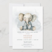 Oh Boy Elephant Blue Gestreept Baby shower Kaart (Voorkant)