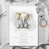 Oh Boy Elephant Blue Gestreept Baby shower Kaart