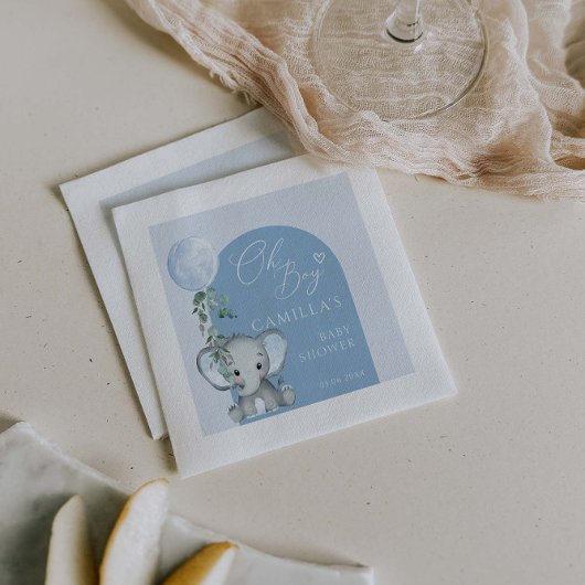 Oh Boy Elephant Boy Balloon Baby shower Servet