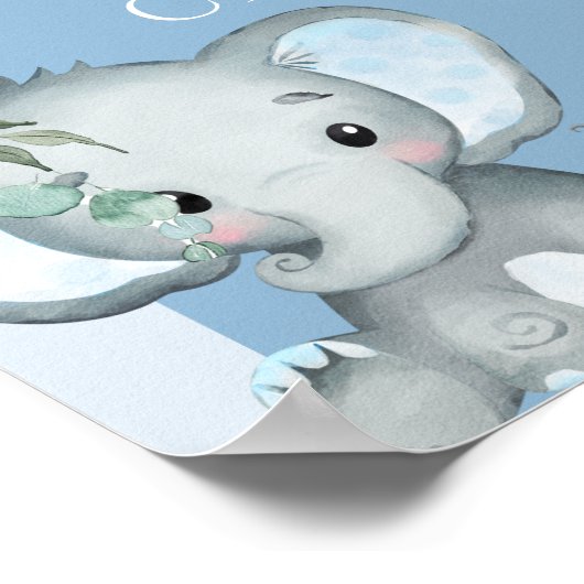 Oh Boy Elephant Boy Balloon Baby shower Welkom Poster (Hoek)