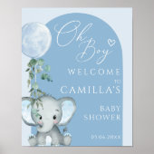 Oh Boy Elephant Boy Balloon Baby shower Welkom Poster (Voorkant)