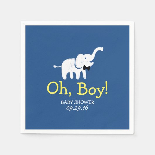 Oh Boy Elephant Navy Blue Baby shower Servetten (Voorkant)