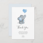 Oh Boy Elephant Waterverf Baby shower Bedankkaart (Voorkant / Achterkant)