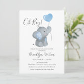Oh Boy Elephant Waterverf Baby shower Kaart (Staand voorkant)