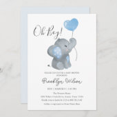 Oh Boy Elephant Waterverf Baby shower Kaart (Voorkant / Achterkant)