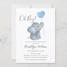 Oh Boy Elephant Waterverf Baby shower