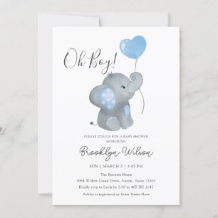 Oh Boy Elephant Waterverf Baby shower Kaart