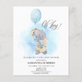 Oh Boy Elephant Waterverf Blue Baby shower (Voorkant)