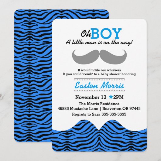 Oh BOY er is een klein mannetje op komst baby show Kaart (Voorkant / Achterkant)