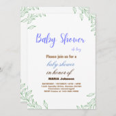 Oh Boy Eucalyptus Baby shower Uitnodiging (Voorkant / Achterkant)