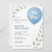 Oh Boy Eucalyptus Balloon Greenery Baby Shower Kaart (Voorkant)