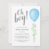 Oh Boy Eucalyptus Blauw Ballon Koppels Baby shower Kaart (Voorkant)
