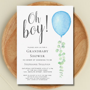 Oh Boy Eucalyptus Blauw Ballon Oma Baby shower Kaart