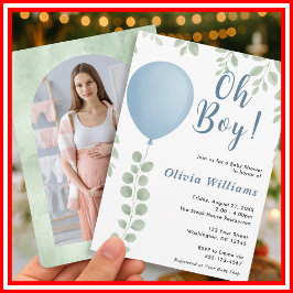 Oh Boy Eucalyptus Greenery FOTO Baby shower Kaart