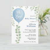 Oh Boy Eucalyptus Greenery PHOTO Baby Shower Kaart (Staand voorkant)