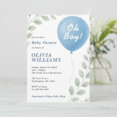 Oh Boy Eucalyptus PHOTO Greenery Baby Shower Kaart (Staand voorkant)