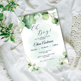 Oh Boy Eucalyptus verlaat Baby shower Invitation Kaart