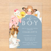 Oh Boy Farm Animals Shower Uitnodiging (Voorkant)
