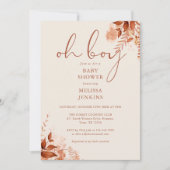 Oh Boy Floral Herfst Herfst Baby shower Kaart (Voorkant)