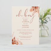 Oh Boy Floral Herfst Herfst Baby shower Kaart (Staand voorkant)