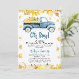 Oh Boy Foliage Little Pumpkin Truck Baby shower Kaart