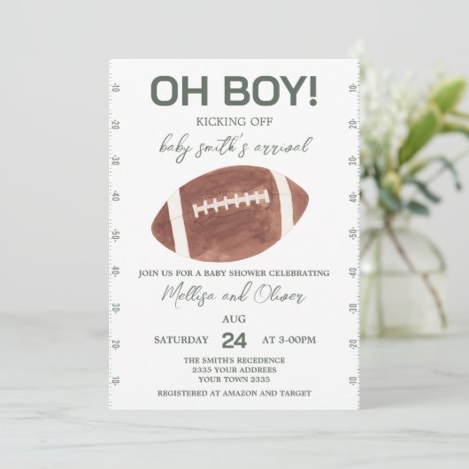 Oh Boy Football Baby Shower Kaart (Staand voorkant)