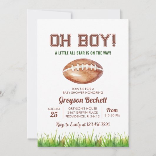 Oh Boy Football Baby shower Kaart (Voorkant)