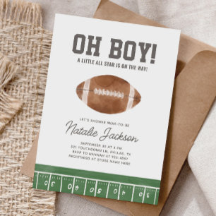 Oh Boy Football Baby shower Kaart