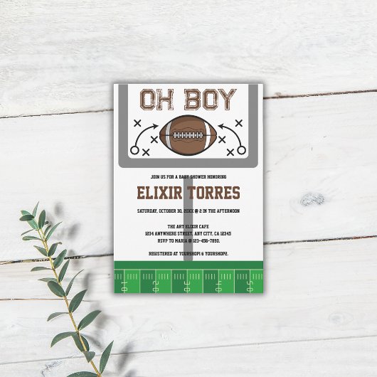 Oh Boy Football Baby shower Kaart