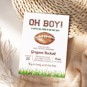 Oh Boy Football Baby shower Kaart