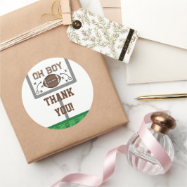 Oh Boy Football Baby shower Ronde Sticker