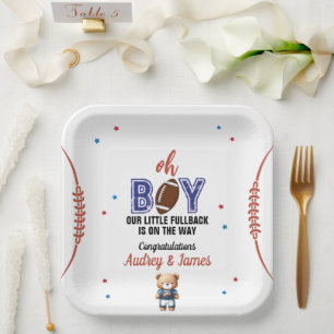 Oh Boy Football Theme Baby shower Papieren Bordje
