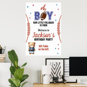 Oh Boy Football Theme Verjaardag Poster