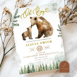 Oh Boy Forest Bear baby shower invitation Kaart