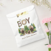 Oh Boy: Forest Wood Typography Beren Baby shower Bedankzakje (Gezegeld)