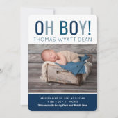 Oh Boy Foto Birth Announement Aankondiging (Voorkant)