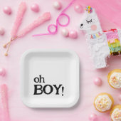 Oh Boy Fun Minimalistic Baby Shower Papieren Bordje (Feest)