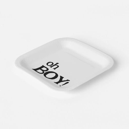 Oh Boy Fun Minimalistic Baby Shower Papieren Bordje (Gebogen)